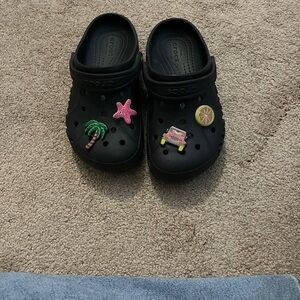 Kids Black CROCS with Colorful Giblets